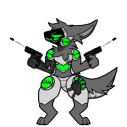  animated animated_png anthro armor biped black_hand black_hands body_hair breastplate c.a.m. canid canine canis chest_fur chest_hair chest_tuft cloveruu cybernetic_arm cybernetic_hand cybernetic_limb cybernetics digital_drawing_(artwork) digital_media_(artwork) digitigrade fingers fluffy fluffy_ears fluffy_hair fluffy_neck_fur fluffy_tail fur glowing glowing_body glowing_eyes green_body green_eyes grey_body grey_fur grey_hair gun hair handgun jackal low_res machine male mammal meme metal metallic_body military neck_tuft pistol prosthetic prosthetic_arm prosthetic_hand prosthetic_limb protogen protogen_armor protogen_face protogen_visor protogenized ranged_weapon robotic robotic_arm robotic_hand robotic_limb screen screen_face smile soldier solo special_forces sticker tail tail_tuft thumbnail tuft warrior weapon yuri_chacal 