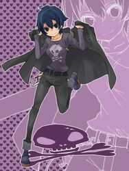  bad_id bad_pixiv_id blue_eyes blue_hair cameo cosplay female kuma_(persona_4) persona persona_4 sayu030b shirogane_naoto short_hair skull_and_crossbones solo tatsumi_kanji tatsumi_kanji_(cosplay) zoom_layer 