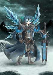  absurdres armor blackmorass blue_eyes cirno death_knight_(warcraft) female gloves glowing glowing_eyes highres photoshop_(medium) solo sword touhou warcraft weapon wings world_of_warcraft 