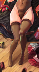  bad_id bad_pixiv_id belt black_coat brown_belt brown_footwear brown_thighhighs close-up coat commentary covered_navel dalcom dated_commentary female highleg highleg_leotard highres hololive houshou_marine houshou_marine_(1st_costume) legs leotard lower_body lying navel no_shoes on_back partially_undressed pleated_skirt red_skirt shadow shiny_skin shoes skindentation skirt solo thighhighs thighs two-tone_skirt unworn_belt unworn_shoes unworn_skirt virtual_youtuber white_skirt 