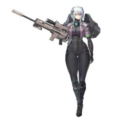  bodysuit braid breasts curvy expressionless female full_body game_cg gun hair_between_eyes highres holding holding_gun holding_weapon large_breasts last_origin long_hair looking_at_viewer official_art rifle science_fiction sima_(startwitch) sniper_rifle solo tachi-e thick_thighs thigh_gap thighs third-party_source transparent_background twin_braids weapon white_hair wide_hips wraith_(last_origin) 