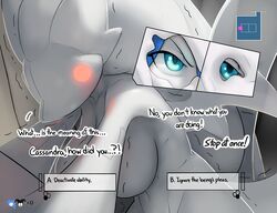  2023 anthro begging big_breasts blue_eyes blue_hair boogie_(species) bound breasts canid canine canis cassandra_(ozoneserpent) choice dialogue drone duo encasement english_text exclamation_point female fox fur gameplay_mechanics hair krystal_(star_fox) latex leah_amor life_(gaming) liquid_latex mammal map nintendo ozoneserpent shaking solo_focus star_fox story story_in_description text text_box trembling white_body white_fur white_latex wolf 