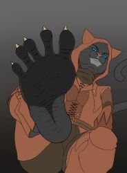  anthro barefoot blue_eyes breasts claws feet felid female first_person_view foot_focus hi_res humanoid_feet khajiit khamira looking_at_viewer mammal microsoft pinwin plantigrade soles solo spread_toes the_elder_scrolls the_elder_scrolls_online toe_claws toes wrinkled_feet wrinkles 