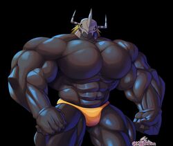  abs anthro bandai_namco biceps big_muscles black_background black_body blackwargreymon clothing digimon digimon_(species) hi_res horn huge_muscles hyper hyper_muscles looking_at_viewer male mask muscular muscular_anthro muscular_male orange_clothing orange_speedo orange_swimwear pecs scalie simple_background solo speedo swimwear vein veiny_muscles wargreymon yellow_eyes yongdasom 