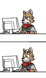  alpha_channel anthro bad_metadata canid canine clothing computer electronics fingerless_gloves fox fox_mccloud gloves green_eyes handwear male mammal missing_sample nintendo solo star_fox 