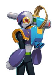  1boy ammunition android armor back_turned breastplate cannon covered_face helmet magazine_(weapon) male_focus mega_man_(series) mega_man_x1 mega_man_x_(series) mega_man_x_dive mizuno_keisuke official_art purple_armor robot shoulder_armor shoulder_cannon shoulder_pads solo third-party_source transparent transparent_background vile_(mega_man) weapon 