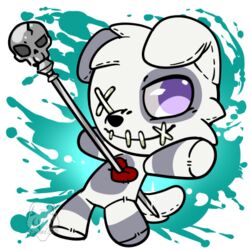  1:1 alpha_channel animate_inanimate biped bone digital_media_(artwork) floppy_ears heart_symbol hypnosiswolf impalement living_plushie low_res plushie purple_eyes sallet_(starfoth) sewing_pin sewn_mouth skull solo voodoo voodoo_doll x_eye 