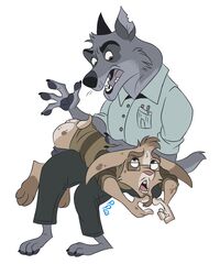  4:5 anthro ass boyfriends butt_slap canid canine canis clothed clothing corporal_punishment duo fur hi_res lagomorph leporid male male/male mammal punishment rabbit simple_background slap spanking sweater topwear wolf 