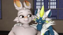  16:9 3d_(artwork) chill407 digital_media_(artwork) duo female generation_7_pokemon generation_8_pokemon legendary_pokemon male male/female nintendo pokemon pokemon_(species) scorbunny source_filmmaker_(artwork) widescreen zeraora 