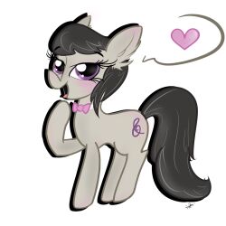  2015 alpha_channel bangs black_eyebrows black_mane black_tail blush bow_tie colored cutie_mark digital_drawing_(artwork) digital_media_(artwork) dropshadow ear_tuft earth_pony equid equine eyebrow_through_hair eyebrows eyelashes female female_feral feral friendship_is_magic fur grey_body grey_fur grey_hooves hair hasbro heart_symbol hi_res hooves horse light lighting long_tail mammal mane medium_mane my_little_pony octavia_(mlp) open_mouth open_smile pink_bow_tie pink_tongue pony purple_eyes raised_foot rakkyoarts shaded signature simple_background simple_shading smile smiling_at_viewer solo speech_bubble standing tail tongue translucent translucent_hair transparent_background tuft unguligrade 