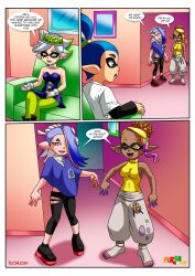  1boy 3girls bbmbbf comic female frye_(splatoon) fur34 inkling inkling_boy john_(splatoon) male marie_(splatoon) nintendo palcomix shiver_(splatoon) splatoon splatoon_3 tricolor_turf_war_(comic) 