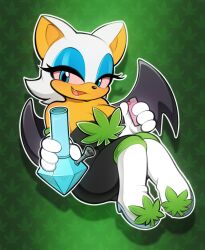  anthro bat bong drugs female hi_res lighter mammal marijuana moozua rouge_the_bat sega solo sonic_the_hedgehog_(series) 