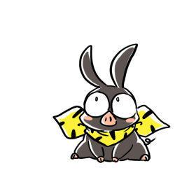  bandana black_body black_skin blush blush_stickers domestic_pig kerchief looking_up male mammal p-chan ranma_1/2 simple_background solo suid suina sus_(pig) wantafutoshi white_background yellow_bandana 