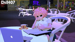  16:9 3d_(artwork) ashido_mina bottomwear chill407 clothed clothing digital_media_(artwork) female hair hi_res humanoid my_hero_academia nintendo pink_body pink_hair pink_skin simple_background skirt solo source_filmmaker_(artwork) splatoon widescreen 