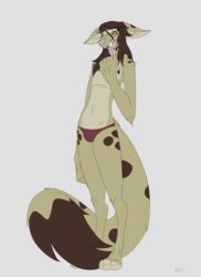  absurd_res big_hands big_teeth brown_hair clothing felid feline femboy fur hair hi_res implied_transformation long_hair long_tail macro male mammal nicky_(wot) panties tail tall transformation underwear wot yellow_body yellow_fur 