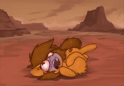  2018 amber_eyes asphyxiation bloodshot_eyes braces brown_hair cyanosis detailed_background equid equine fan_character female feral fur hair hasbro hi_res horse imminent_death lying mammal mars marsminer my_little_pony on_ground on_side open_mouth orange_body orange_eyes orange_fur outside planet pony red_sclera signature solo teeth tongue venus_spring warm_colors wide_eyed 