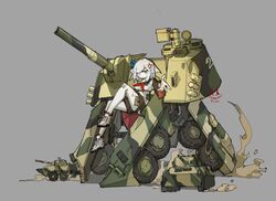  anthro armed female frider gun hi_res living_machine living_tank living_vehicle machine mecha mechsuit ranged_weapon standing tank vehicle vehicle_transformation weapon weapon_on_shoulder 