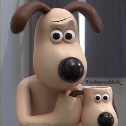  2023 3d_(artwork) aardman_animations anthro big_nose black_nose blender_(software) brown_ears canid canine canis curtains digital_media_(artwork) domestic_dog eyebrows floppy_ears glistening glistening_nose gromit_(wallace_and_gromit) holding_mug holding_object inside light lighting looking_at_viewer male mammal mouthless mug nude one_eyebrow raised_eyebrow reflection round_nose shaded signature solo tan_body tuckeredart wallace_and_gromit window 