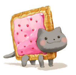  2011 ambiguous_gender black_eyes blush domestic_cat felid feline felis food food_creature hybrid living_pastry mammal meme nemurism nyan_cat nyan_cat_(copyright) pop-tarts poptart_cat poptart_creature simple_background smile solo 