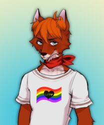  2016 anthro blue_eyes canid canine clothed clothing deerstail digital_media_(artwork) english_text eyebrows eyelashes flag flag_clothing flag_print flag_shirt flag_t-shirt flag_topwear fox hair heart_clothing heart_print heart_shirt heart_symbol heart_t-shirt heart_topwear lgbt_pride male mammal orange_hair pride_colors print_clothing print_shirt print_t-shirt print_topwear rainbow_flag rainbow_pride_colors rainbow_pride_flag rainbow_symbol shirt six-stripe_rainbow_pride_colors solo t-shirt text text_in_heart text_on_clothing text_on_shirt text_on_t-shirt text_on_topwear text_print topwear 