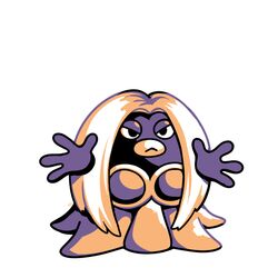  breasts commentary english_commentary female frown full_body jynx long_hair monochrome open_hands parted_hair pokemon pokemon_(creature) pokemon_rgby pokemon_rgby_(style) rumwik signature simple_background solo standing white_background 