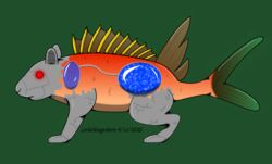  ambiguous_gender cybernetics cyborg feral fin fin_frill fish frill_(anatomy) frill_spines lordofdragonborn machine marine red_eyes shaded simple_background simple_shading solo tail tail_fin 