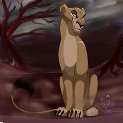  1:1 better_version_at_source claws disney felid female feral hi_res lion mammal neylatl pantherine red_eyes sitting smile solo tail tail_tuft the_lion_king tuft zira_(the_lion_king) 