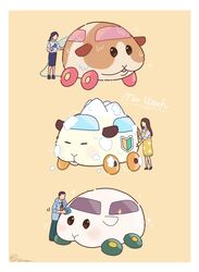  1boy 2girls abbey&#039;s_driver_(pui_pui_molcar) abbey_(pui_pui_molcar) absurdres artist_name closed_eyes commentary_request faceless faceless_female faceless_male guinea_pig highres hose masshirokachi molcar motor_vehicle multiple_girls potato&#039;s_driver_(pui_pui_molcar) potato_(pui_pui_molcar) pui_pui_molcar shiromo&#039;s_driver_(pui_pui_molcar) shiromo_(pui_pui_molcar) shoshinsha_mark signature simple_background soap_bubbles sparkle washing washing_vehicle wheel yellow_background 