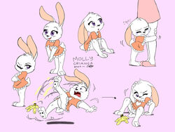  2017 anthro banana_peel barefoot bodily_fluids clothing clovershroom colored crying cute_expression daughter digital_media_(artwork) duo ears_down ears_up eyelashes falling feet female frown fur hugging_legs joaoppereiraus lagomorph leporid lolicon long_ears looking_at_viewer looking_back looking_back_at_viewer mammal molly_(joaoppereiraus) mother mother_and_child mother_and_daughter offscreen_character open_mouth panties panty_shot parent parent_and_child pawpads pink_background pivoted_ears portuguese_text pupils purple_eyes rabbit rubbing_head short_tail simple_background sitting sitting_on_ground slippers slipping small_pupils smile smiling_at_viewer sobbing tears text underfoot underwear walking white_body white_fur young 