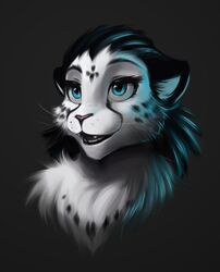  adira_riftwall adobe_photoshop_(artwork) anthro black_background black_hair blue_eyes bust_portrait cheek_tuft chest_tuft colored conditional_dnp digital_media_(artwork) facial_tuft felid female fur hair heart_symbol inner_ear_fluff keidran leopard_spots mammal markings neck_tuft open_mouth pantherine pink_nose portrait simple_background snow_leopard solo spots spotted_body spotted_fur tom_fischbach tuft twokinds whiskers white_body white_fur 