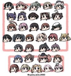  :3 abukuma_(kancolle) agano_(kancolle) ahoge atlanta_(kancolle) bad_id bad_twitter_id black_hair blonde_hair brown_hair cyama_land de_ruyter_(kancolle) double_bun garrison_cap giuseppe_garibaldi_(kancolle) gotland_(kancolle) green_hair grey_hair hair_bun hair_rings hat head_only headgear helena_(kancolle) honolulu_(kancolle) huge_ahoge isuzu_(kancolle) jintsuu_(kancolle) kantai_collection kashima_(kancolle) katori_(kancolle) kinu_(kancolle) kiso_(kancolle) kitakami_(kancolle) kuma_(kancolle) long_hair looking_at_viewer luigi_di_savoia_duca_degli_abruzzi_(kancolle) mini_hat nagara_(kancolle) naka_(kancolle) natori_(kancolle) noshiro_(kancolle) ooi_(kancolle) ooyodo_(kancolle) perth_(kancolle) pink_hair ponytail purple_hair red_hair sakawa_(kancolle) sendai_(kancolle) sheffield_(kancolle) short_hair smile tama_(kancolle) tatsuta_(kancolle) tenryuu_(kancolle) twintails twitter_username wavy_mouth white_background yahagi_(kancolle) yura_(kancolle) yuubari_(kancolle) 