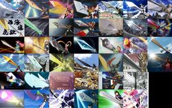  6+girls anime_screenshot battle choujuu_kishin_dancouga collage comparison cosplay dancouga_(series) gear_senshi_dendou great_exkaiser great_fighbird great_might_gaine_perfect_mode gundam gundam_seed gundam_seed_destiny hayate_no_gotoku! impulse_gundam juusou_kikou_dancouga_nova kannagi kannagi_ayano katsura_hinagiku kaze_no_stigma mecha multiple_girls nagi_(kannagi) overman_king_gainer robot shoujo_kakumei_utena standing sunrise_stance sword taiyou_no_yuusha_fighbird tenjou_utena tenjou_utena_(cosplay) weapon yuusha_exkaiser yuusha_series yuusha_shirei_dagwon yuusha_tokkyuu_might_gaine 