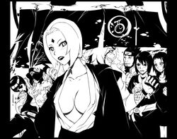  hatake_kakashi jiraiya maito_gai might_guy mochizuki_tou monochrome naruto sarutobi_asuma shizune_(naruto) tsunade yuuhi_kurenai 