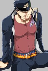  1boy bulge_through_clothing fully_clothed jojo&#039;s_bizarre_adventure jotaro_kujo male male_only stardust_crusaders 