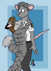  brown_hair canid canine canis clothed clothed/nude clothed_male clothing domestic_cat felid feline felis female fur grey_body grey_fur hair hybrid male male/female mammal mouse murid murine nude rodent striped_body striped_fur stripes tabbiewolf tabbiewolf_(character) wolf 