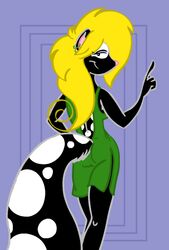  abstract_background blonde_hair clothing dress female fur hair mammal markings mephitid skunk spots spotted_body spotted_fur tabbiewolf thoe_(tabbiewolf) 