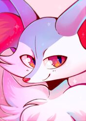  2019 ambiguous_gender anthro braixen canid canine ear_tuft flufflix fur grey_body grey_fur hi_res icon looking_aside mammal nintendo pink_background pok&eacute;mon_(species) pokemon red_body red_eyes red_fur red_nose shiny_pok&eacute;mon shoulder_tuft simple_background slit_pupils smile solo star star_eyes tuft video_games white_body white_fur 