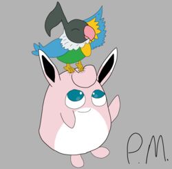  absurd_res avian chatot_(eotds) feral generation_1_pokemon guildmaster_wigglytuff hi_res male nintendo phantom_draws3 pokemon pokemon_(species) pokemon_mystery_dungeon simple_background spike_chunsoft wigglytuff 