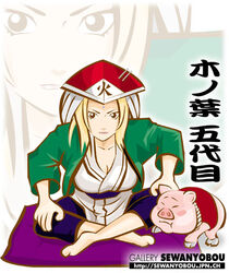  blonde_hair breasts cleavage naruto sewanyobou tonton tonton_(naruto) tsunade 