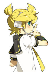  1boy bad_id bad_pixiv_id blonde_hair headphones kagamine_len male_focus molly necktie sailor_collar solo vocaloid wrist_cuffs yellow_necktie 