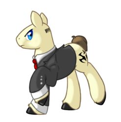 agent_47 alpha_channel alternate_species bald barcode barcode_on_head blue_eyes bottomless clothed clothing cutie_mark equid equine formal frown gasmaskmonster hasbro hitman_(series) horse insignia looking_at_viewer male mammal my_little_pony necktie ponification pony scowl simple_background solo suit transparent_background