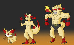 abs ambiguous_gender anthro boxing_gloves breath_powers canid canine chart clothing dipstick_tail elemental_manipulation evolution evolution_chart fakemon fennekin fight fire fire_breathing fire_manipulation fur generation_6_pokemon gloves_(marking) handwear inner_ear_fluff kirogazen leg_markings mammal markings meme muscular nintendo pokemon pokemon_(species) red_eyes red_inner_ear_fluff simple_background socks_(marking) solo tail tail_markings text the_truth trollface tuft unknown_artist yellow_body yellow_fur