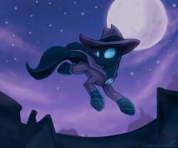 2013 6:5 ambiguous_gender building clothed clothing cool_colors earth_pony equid equine feral friendship_is_magic hasbro hat headgear headwear hi_res horse karol_pawlinski mammal mare_do_well_(mlp) mask moon my_little_pony night outside pony purple_clothing sky solo star starry_sky