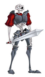  2010 animated_skeleton armor better_version_at_source bone hi_res holding_object holding_weapon humanoid male medievil_(game) melee_weapon not_furry simple_background sir_daniel_fortesque skeleton solo sword undead weapon white_background wildragon 