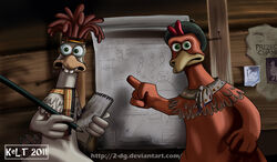  2011 4_fingers aardman_animations accessory ambiguous_gender angry anthro avian avian_caruncle bandana beak biped bird brown_body brown_feathers buckteeth chicken chicken_coop chicken_run clothing comb_(anatomy) dewlap_(anatomy) digital_drawing_(artwork) digital_media_(artwork) directional_arrow drawing dreadlocks dreamworks dual_holding duo english_text eyebrows eyewear feather_tuft feathered_wings feathers feet female fingers fist flat_chested focused frown galliform gallus_(genus) gesture ginger_(chicken_run) glasses green_eyes grey_tail half-length_portrait hand_gesture hat head_crest headband headgear headwear holding_note_pad holding_object holding_pencil holding_writing_utensil inside kerchief light lighting looking_at_viewer mac_(chicken_run) mostly_nude moxifoxi multicolored_body multicolored_feathers neck_tuft news news_article newspaper note_pad notebook orange_beak pencil_(object) phasianid pince-nez plan planning pointing portrait raised_eyebrow red_body red_feathers red_wings scarf serious shadow standing tail tail_feathers talons teeth text toes toony tuft two_tone_body two_tone_feathers url watermark wattle white_body white_feathers white_wings winged_arms wings writing_utensil yellow_beak 