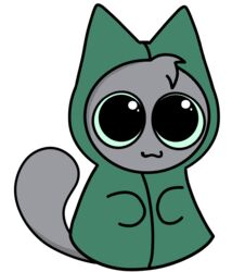  alpha_channel big_pupils cloak cloak_only clothing colored dilated_pupils domestic_cat felid feline felis gooblie_2 green_cloak green_clothing green_sclera hi_res isaac_(gooblie_ii) male mammal pupils silly simple_background solo tail toony transparent_background 