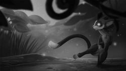  16:9 2020 ambiguous_gender feral fur grass greyscale ipoke leaf mammal microsoft moki_(species) monochrome moon_studios nude ori_(series) outside plant semi-anthro solo widescreen xbox_game_studios 