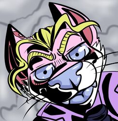  absurd_res alternate_species anime_style anthro domestic_cat felid feline felis furrification hi_res jojo&#039;s_bizarre_adventure jojo_pose looking_at_viewer male mammal meme solo starseeker yoshikage_kira 