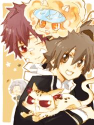  brown_eyes brown_hair gokudera_hayato katekyo_hitman_reborn kozato_enma natsu red_eyes red_hair sawada_tsunayoshi smile uri 