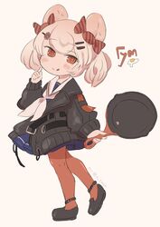  :q animal_ears arknights bad_id bad_twitter_id bear_ears black_footwear black_jacket blue_dress blush_stickers bow chibi dress female frying_pan full_body gummy_(arknights) hair_ornament hairbow hairclip hand_up highres holding jacket long_sleeves looking_at_viewer neckerchief pantyhose pink_hair red_bow red_eyes red_pantyhose sailor_collar sailor_dress shoes short_hair simple_background smile solo striped striped_bow tongue tongue_out tsukiori twintails twitter_username white_background white_neckerchief white_sailor_collar 